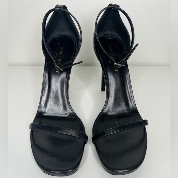 Yves Saint Laurent Paris Black Amber Ankle Sandals Sz 38.5 - Picture 2 of 6